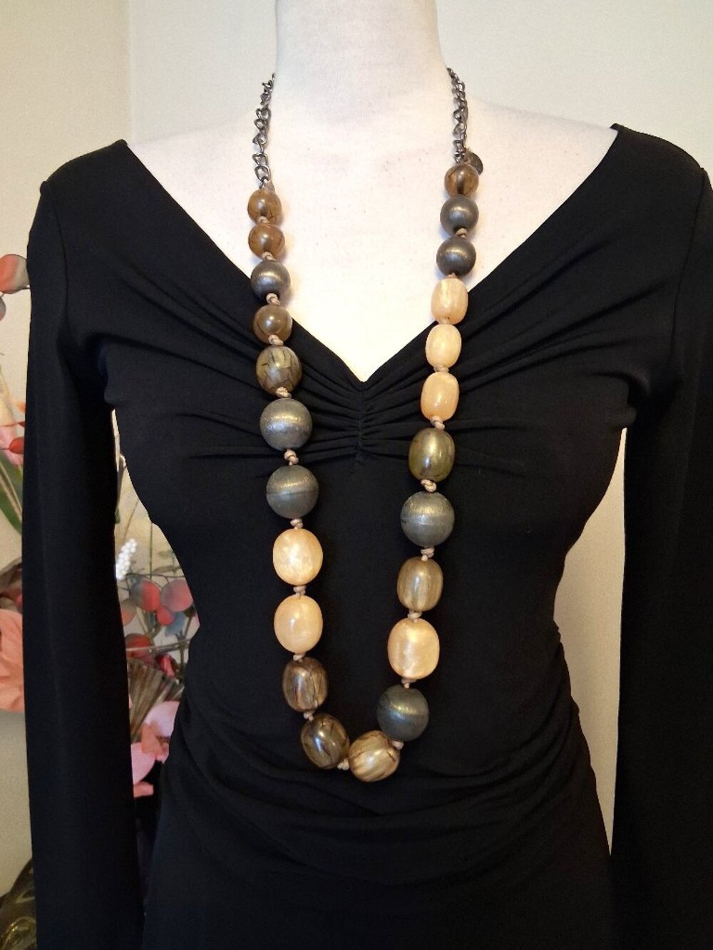 Sandwich Amsterdam Long Colorful Beaded Statement Necklace European Wearable Art